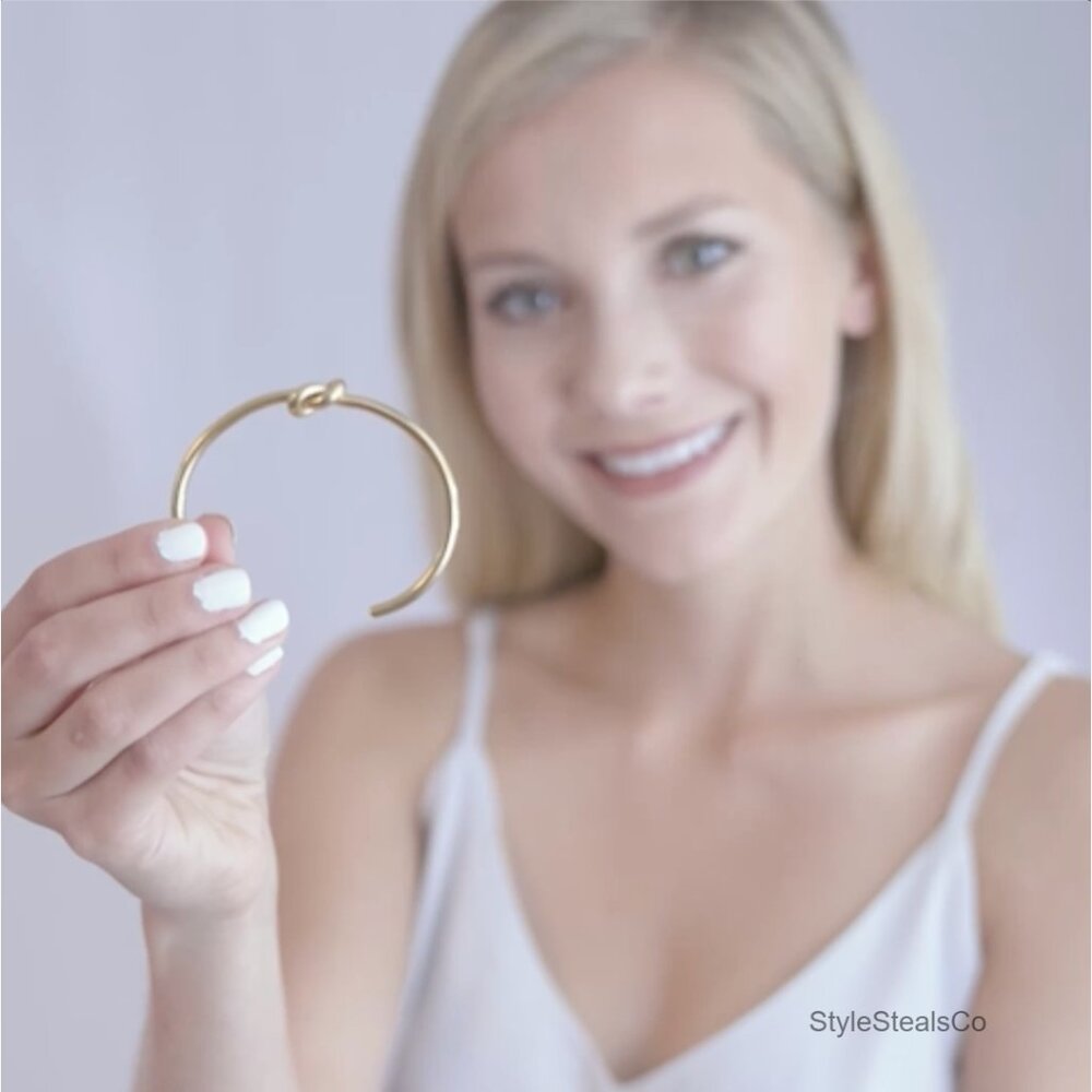 Adjustable Infinity Knot Bangle Bracelet, 18k Gol… - image 7